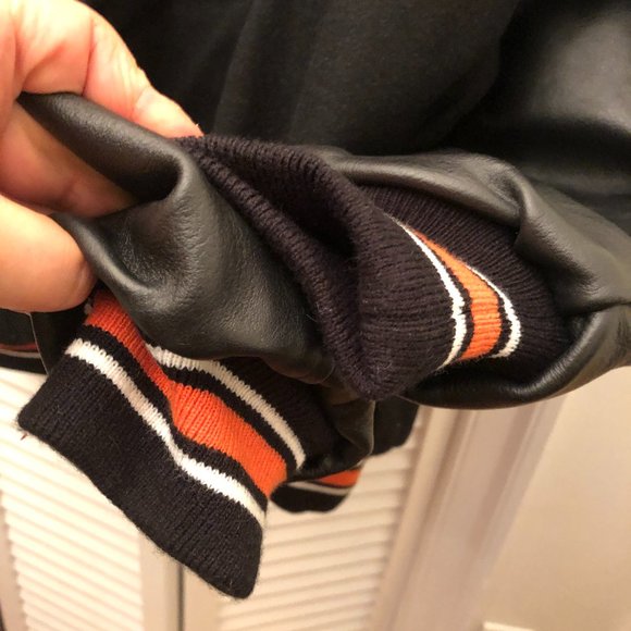 Hewitt vintage men varsity black leather and fabric jacket, XL - Picture 9 of 14